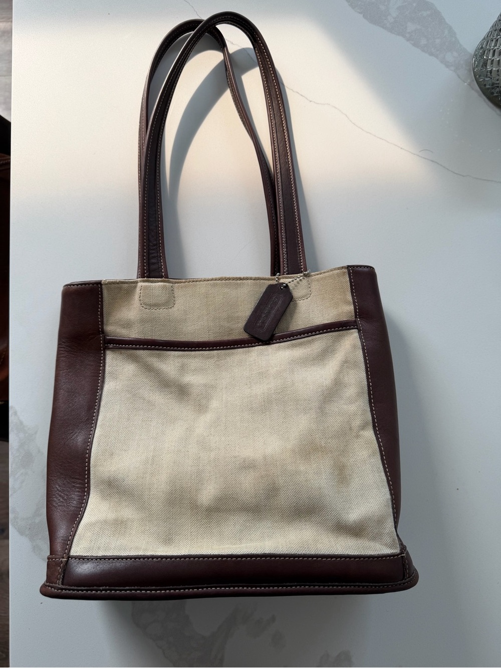 Vintage COACH Canvas & Leather Tote Handbag Purse #6122